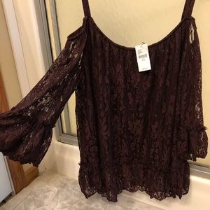 NWT lane Bryant cold shoulder lace blouse 18/20